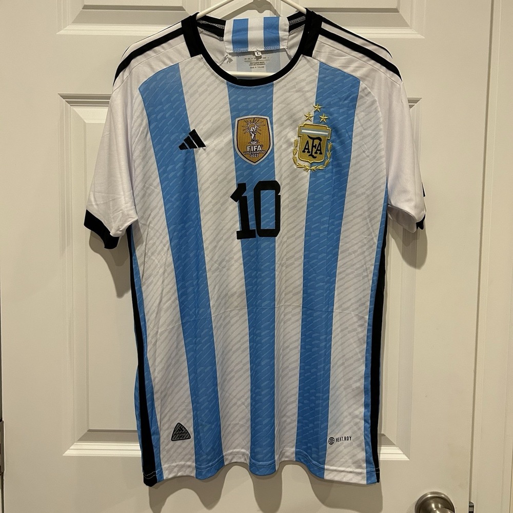 Adidas Argentina Lionel Messi 3 Stars Badge World Cup 2022 Men's Jersey Large